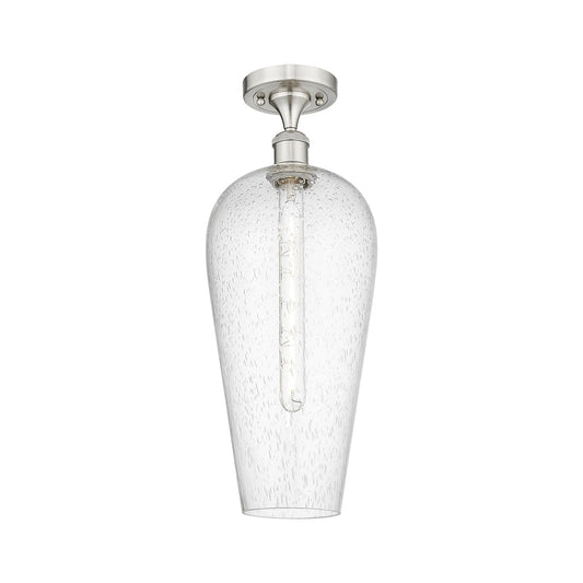 Innovations Chelsea 8in 1-Light Semi-Flush Mount | Industrial Brushed Satin Nickel Steel and Seedy Glass | Entryway & Hallway | Model 616-1F-SN-G456-8SDY