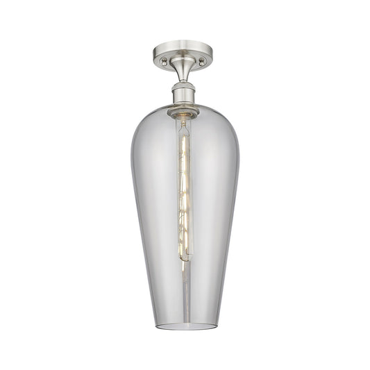 Innovations Chelsea 8in 1-Light Semi-Flush Mount | Industrial Brushed Satin Nickel and Light Smoke Glass | Entryway & Hallway | Model 616-1F-SN-G456-8SM