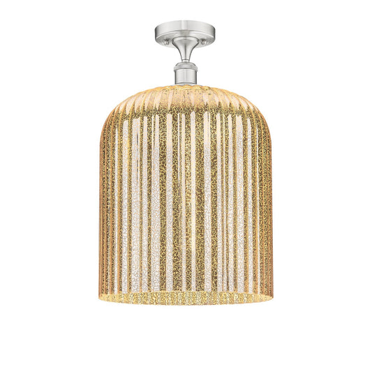 Innovations Bridal Veil 5in 1-Light Semi-Flush Mount | Art Nouveau Brushed Satin Nickel and Mercury Ribbed Glass | Entryway & | Model 616-1F-SN-G559-12ME