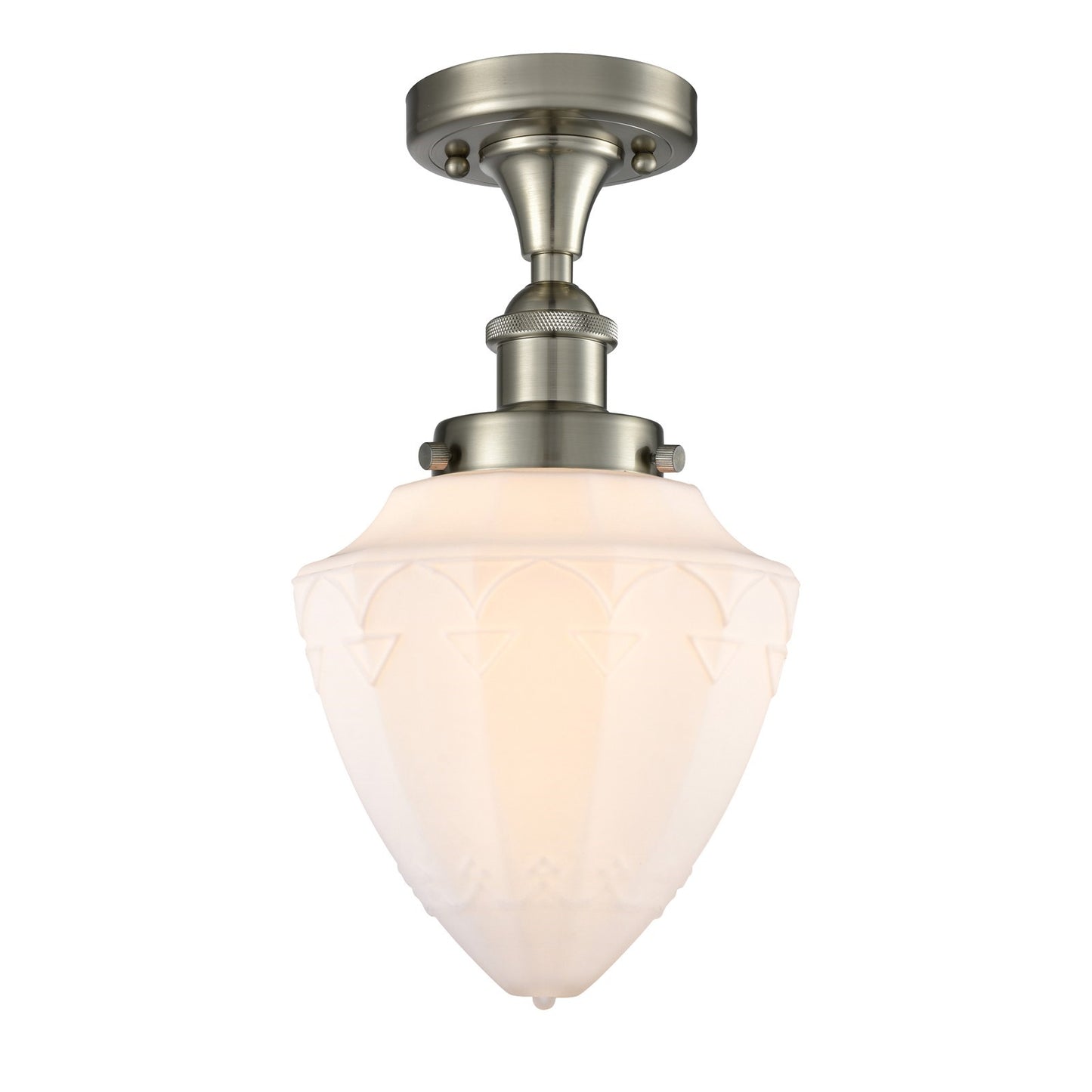 Innovations Bullet 6in 1-Light Semi-Flush Mount | Industrial Brushed Satin Nickel and Matte White Frosted Glass | Kitchen & | Model 616-1F-SN-G661-7