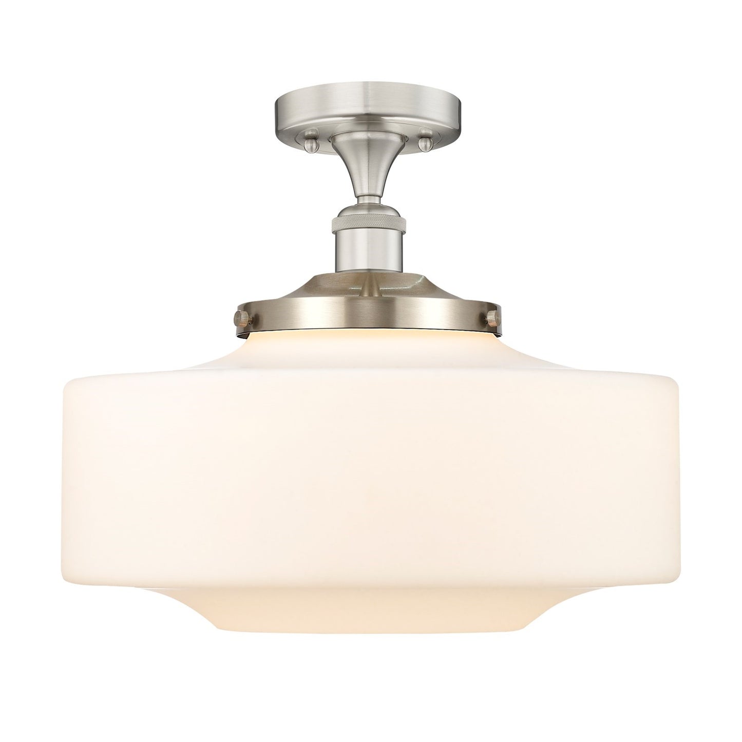 Innovations Bridgeton 16in 1-Light Semi-Flush Mount | Traditional Brushed Satin Nickel and Matte White Frosted Glass | Entryway | Model 616-1F-SN-G691-16