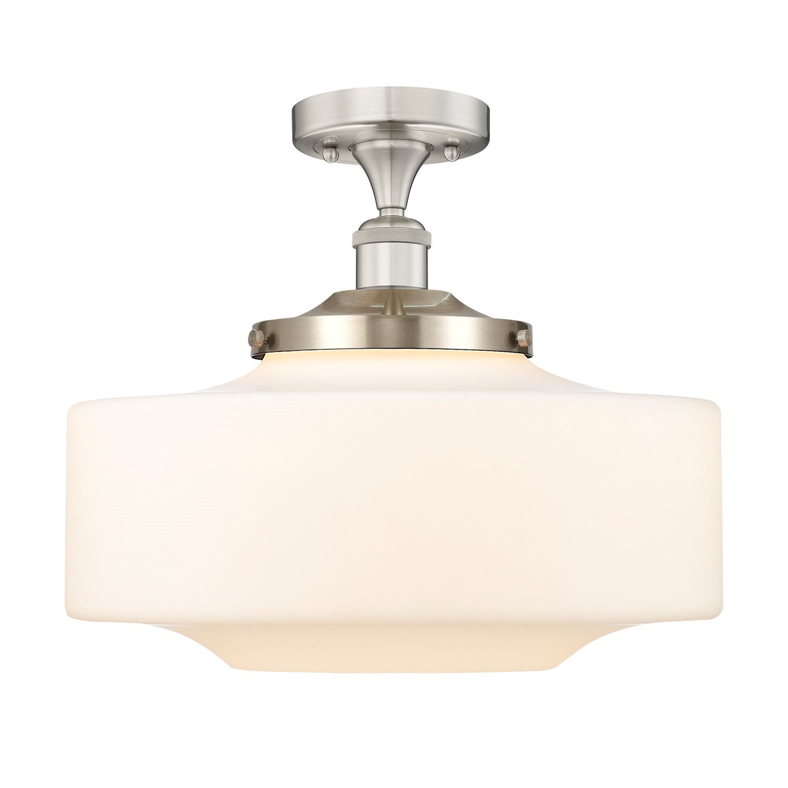 Innovations Bridgeton 16in 1-Light Semi-Flush Mount | Traditional Brushed Satin Nickel and Matte White Frosted Glass | Entryway | Model 616-1F-SN-G691-16