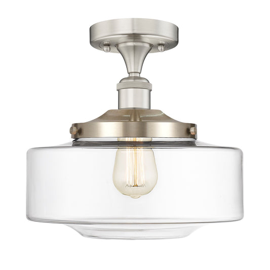 Innovations Bridgeton 12in 1-Light Semi-Flush Mount | Traditional Brushed Satin Nickel and Clear Glass | Entryway & Hallway | Model 616-1F-SN-G692-12