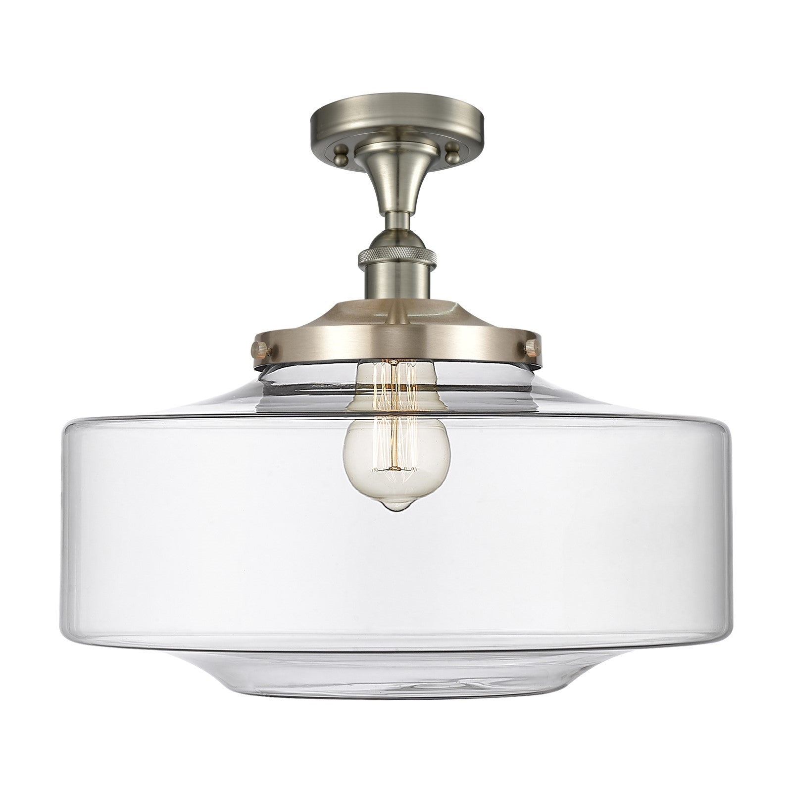 Innovations Bridgeton 16in 1-Light Semi-Flush Mount | Traditional Brushed Satin Nickel and Clear Glass | Entryway & Hallway | Model 616-1F-SN-G692-16