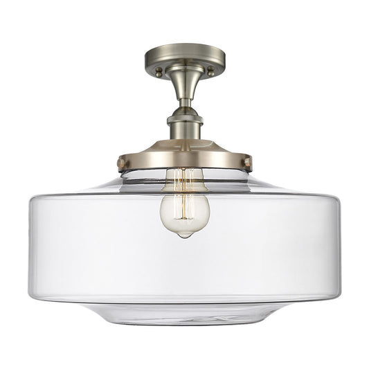 Innovations Bridgeton 16in 1-Light Semi-Flush Mount | Traditional Brushed Satin Nickel and Clear Glass | Entryway & Hallway | Model 616-1F-SN-G692-16