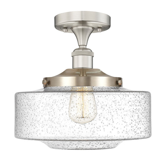 Innovations Bridgeton 12in 1-Light Semi-Flush Mount | Traditional Brushed Satin Nickel Steel and Seedy Glass | Entryway & | Model 616-1F-SN-G694-12