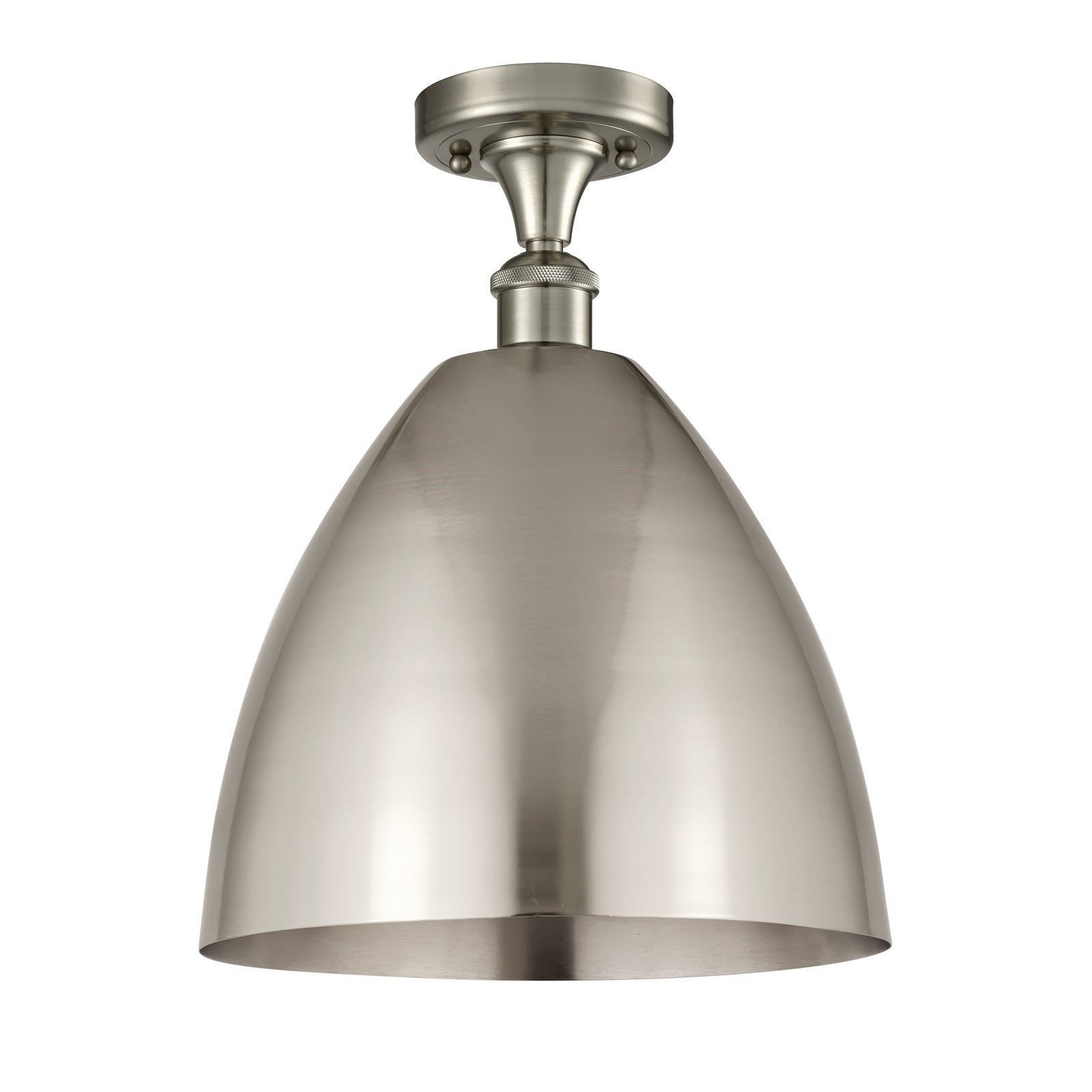 Innovations Bristol 12in 1-Light Semi-Flush Mount | Industrial Brushed Satin Nickel Steel and Cast Brass with Brushed Satin | Model 616-1F-SN-MBD-12-SN