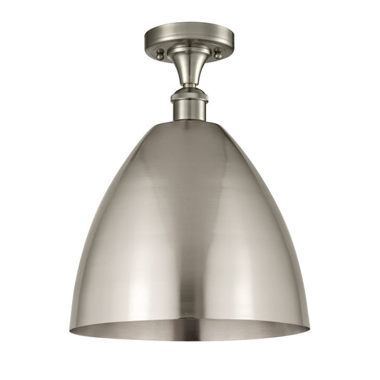 Innovations Bristol 12in 1-Light Semi-Flush Mount | Industrial Brushed Satin Nickel Steel and Cast Brass with Brushed Satin | Model 616-1F-SN-MBD-12-SN