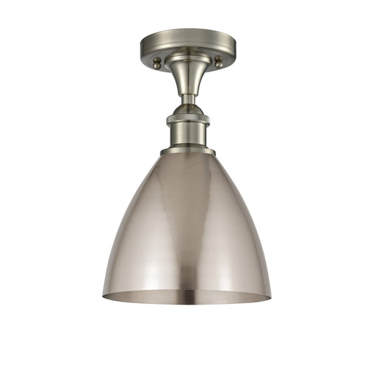 Innovations Bristol 8in 1-Light Semi-Flush Mount | Industrial Brushed Satin Nickel Metal | Entryway & Hallway | 7.5 x 11.5 in | Model 616-1F-SN-MBD-75-SN