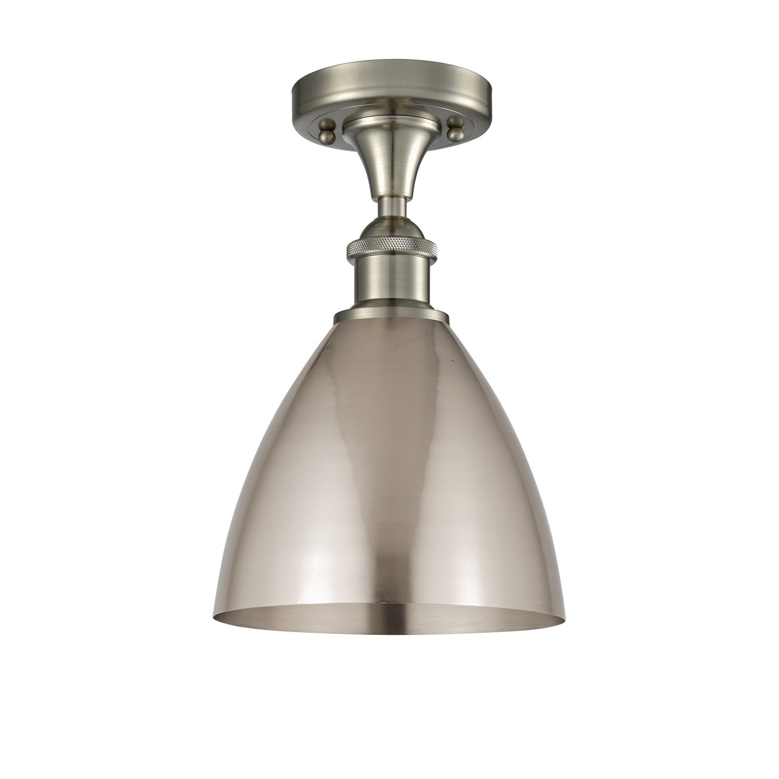 Innovations Bristol 8in 1-Light Semi-Flush Mount | Industrial Brushed Satin Nickel Metal | Entryway & Hallway | 7.5 x 11.5 in | Model 616-1F-SN-MBD-75-SN