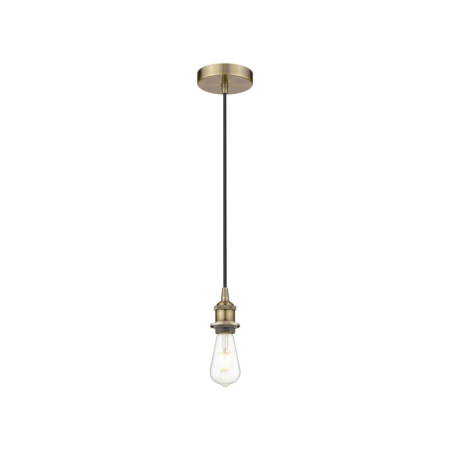 Innovations Lighting Edison 4.75in 1-Light Mini Pendant | Industrial Antique Brass Steel and Bare Bulb | Kitchen Island & Dining Room | Model 616-1P-AB