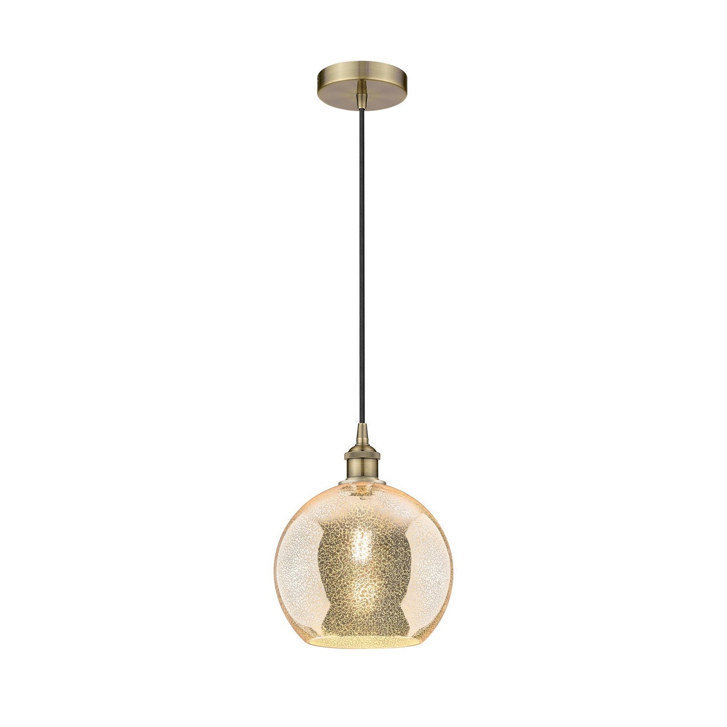 Innovations Athens 10in 1-Light Mini Pendant | Industrial Antique Brass Steel and Mercury Glass | Kitchen Island & Dining Room | Model 616-1P-AB-G128-10