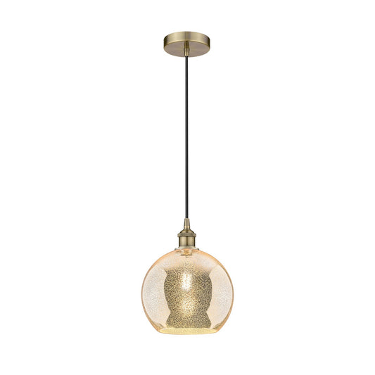 Innovations Athens 10in 1-Light Mini Pendant | Industrial Antique Brass Steel and Mercury Glass | Kitchen Island & Dining Room | Model 616-1P-AB-G128-10