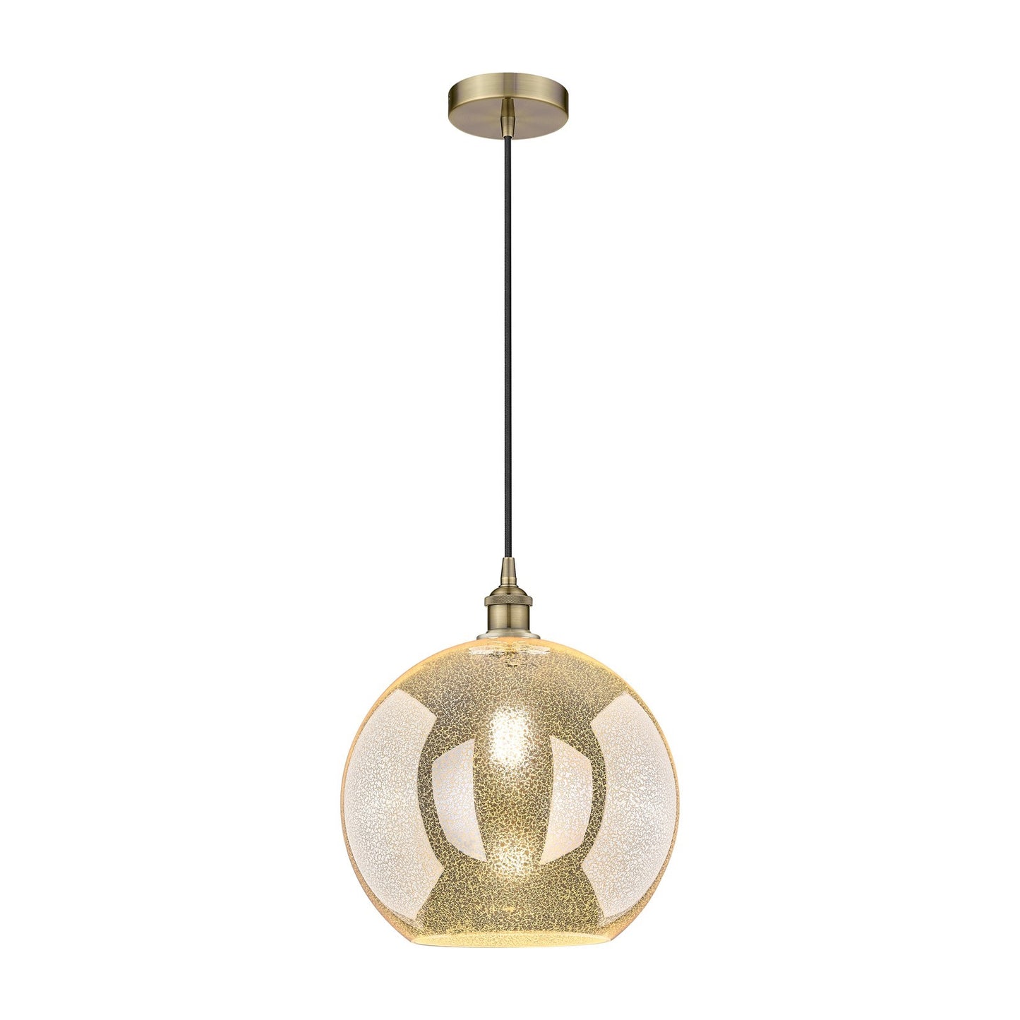 Innovations Athens 12in 1-Light Mini Pendant | Industrial Antique Brass Steel and Mercury Glass | Kitchen Island & Dining Room | Model 616-1P-AB-G128-12