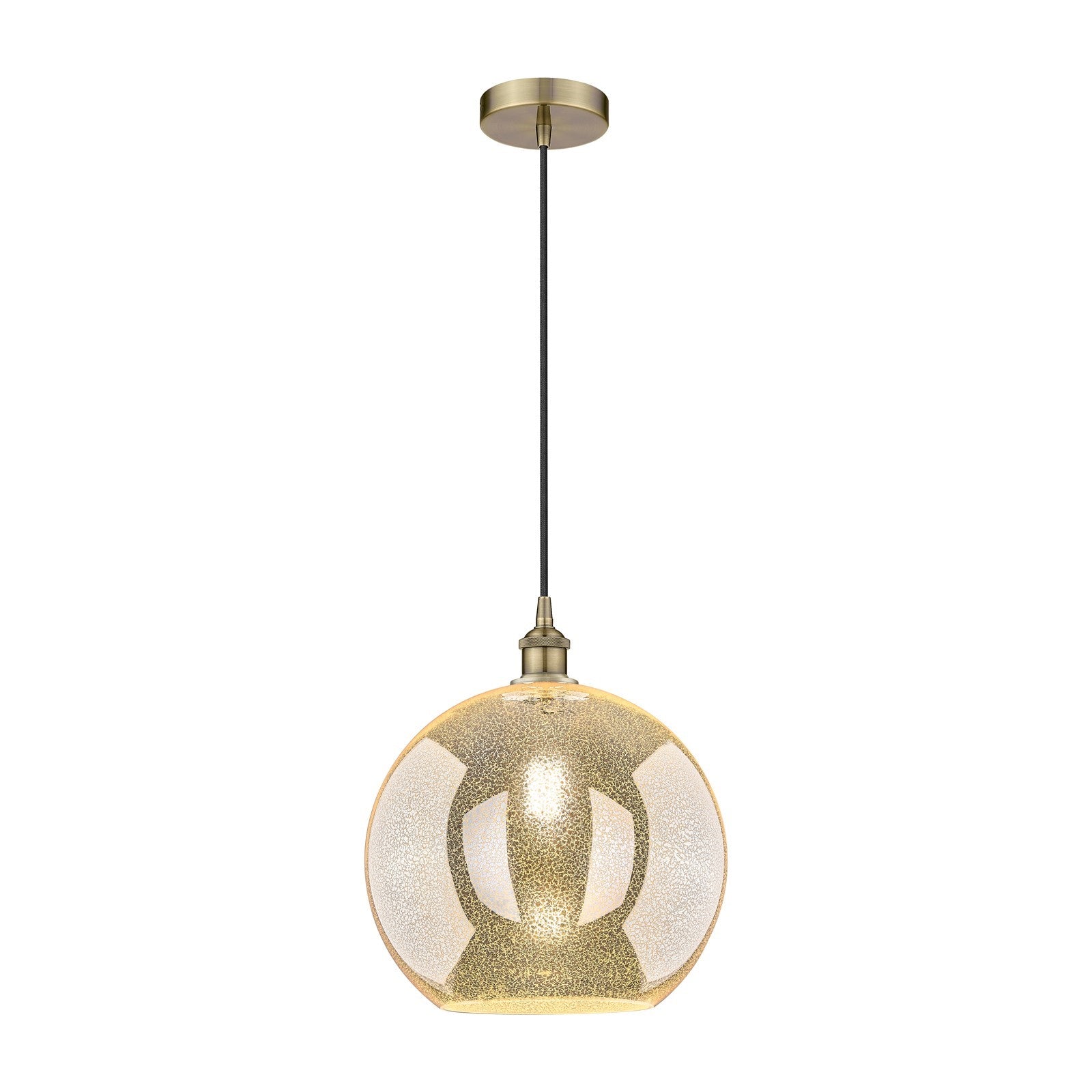 Innovations Athens 12in 1-Light Mini Pendant | Industrial Antique Brass Steel and Mercury Glass | Kitchen Island & Dining Room | Model 616-1P-AB-G128-12