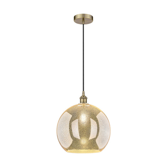 Innovations Athens 14in 1-Light Pendant | Industrial Antique Brass Steel and Mercury Glass | Kitchen Island & Dining Room | Model 616-1P-AB-G128-14