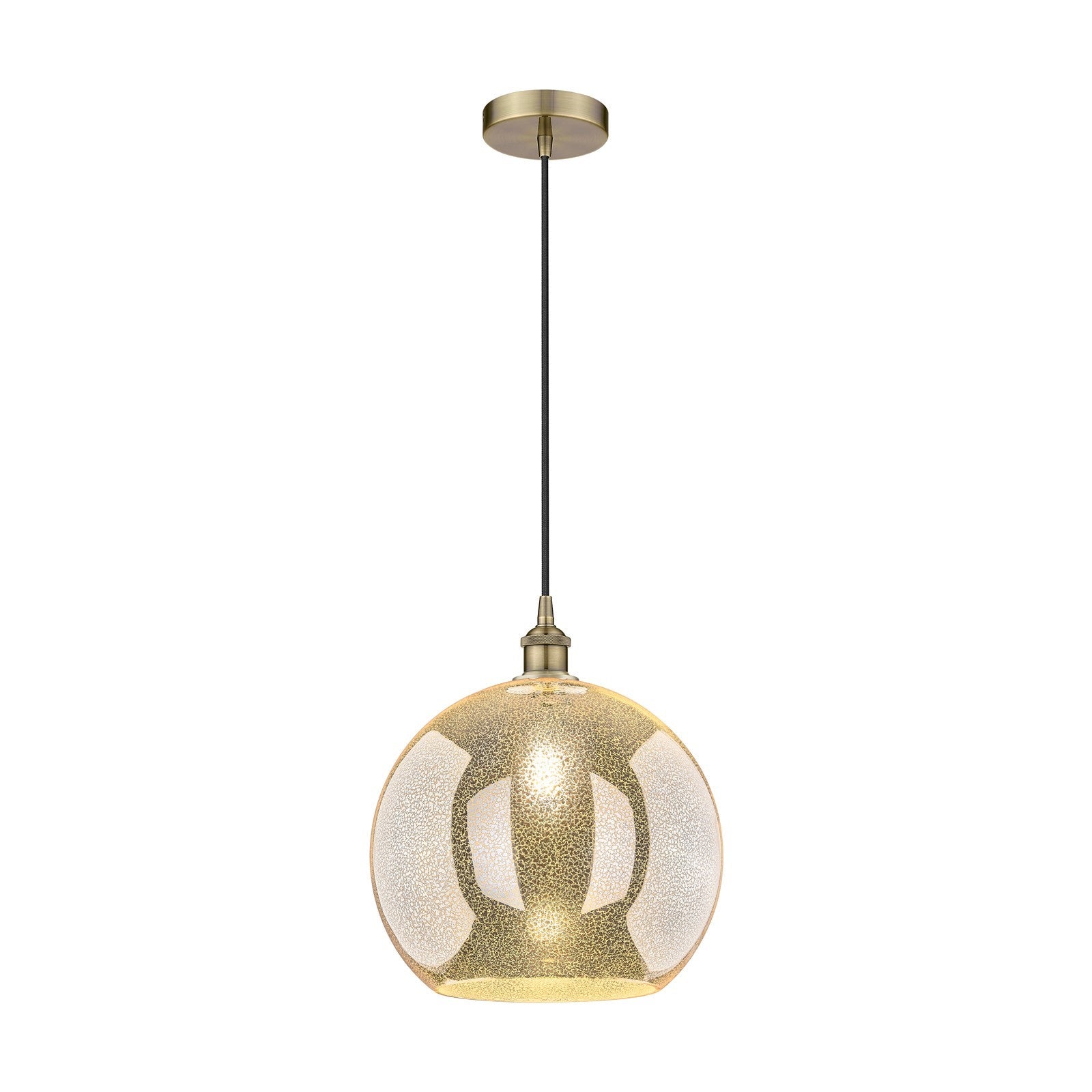 Innovations Athens 14in 1-Light Pendant | Industrial Antique Brass Steel and Mercury Glass | Kitchen Island & Dining Room | Model 616-1P-AB-G128-14