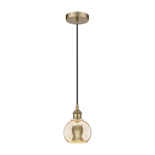 Innovations Athens 6in 1-Light Mini Pendant | Industrial Antique Brass and Mercury Glass | Kitchen Island & Dining Room | 5.88 x | Model 616-1P-AB-G128-6