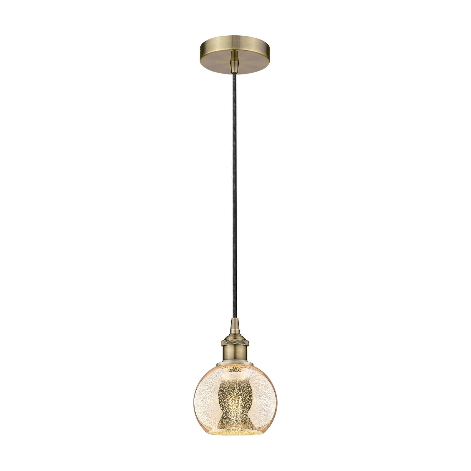 Innovations Athens 6in 1-Light Mini Pendant | Industrial Antique Brass and Mercury Glass | Kitchen Island & Dining Room | 5.88 x | Model 616-1P-AB-G128-6