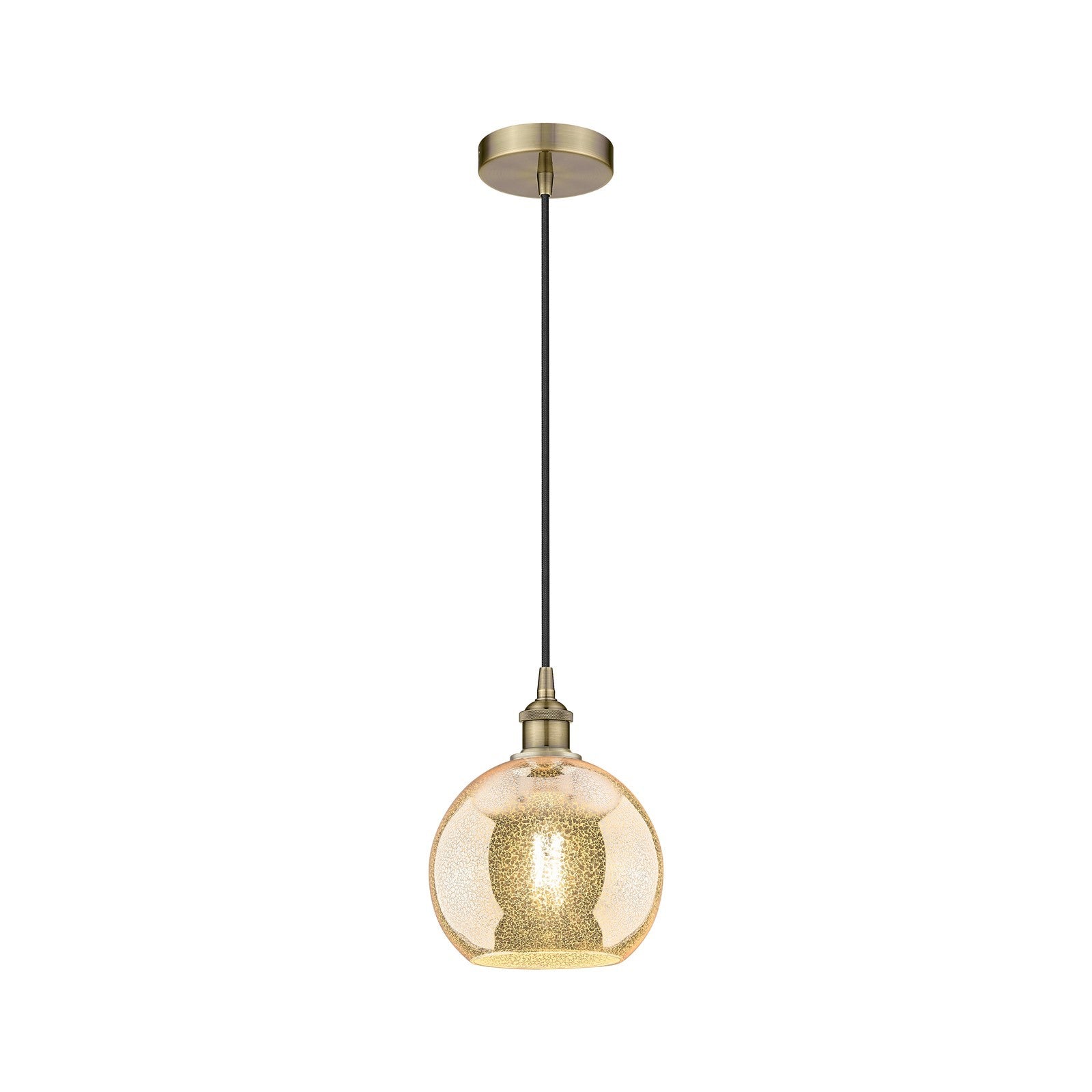 Innovations Athens 8in 1-Light Mini Pendant | Industrial Antique Brass and Mercury Glass | Kitchen Island & Dining Room | 8 x 8 x | Model 616-1P-AB-G128-8