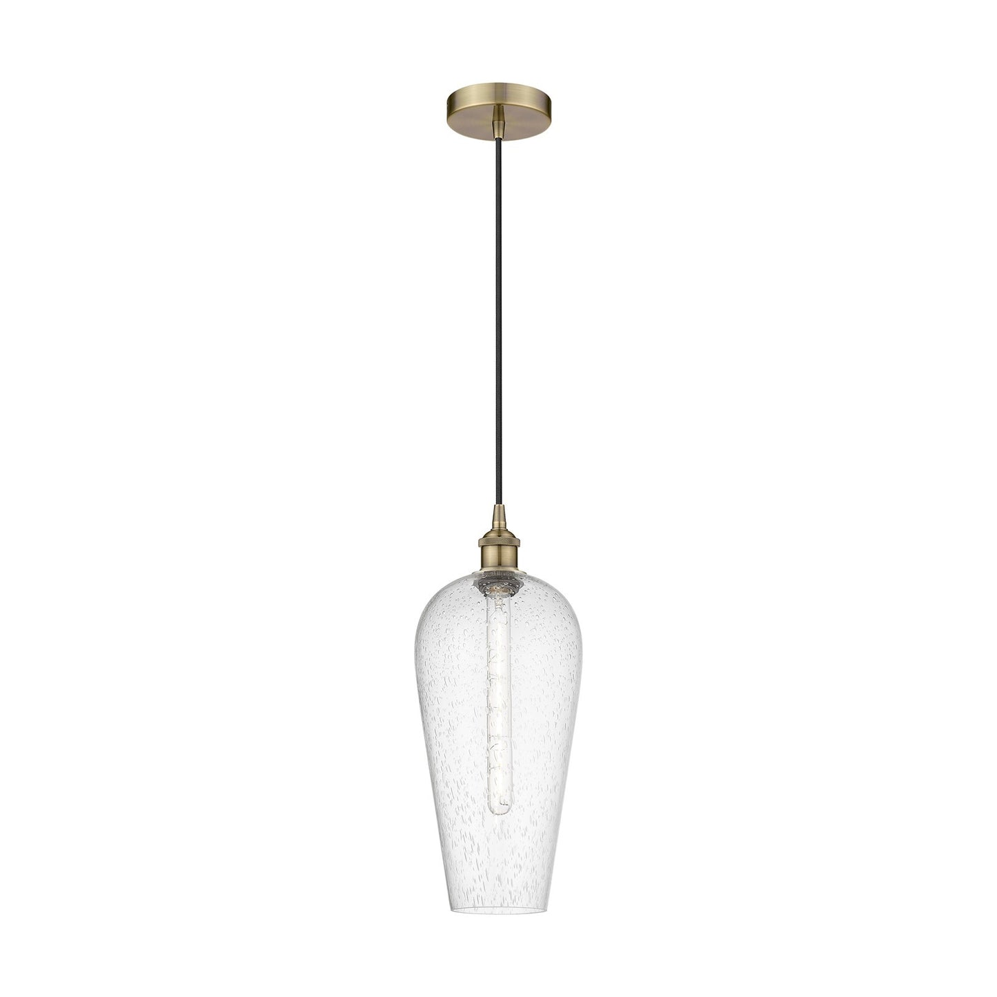 Innovations Chelsea 8in 1-Light Mini Pendant | Industrial Antique Brass Steel and Seedy Glass | Kitchen Island & Dining Room | Model 616-1P-AB-G456-8SDY
