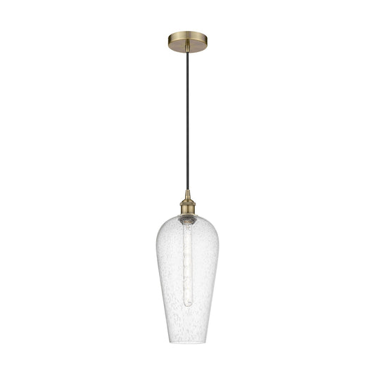 Innovations Chelsea 8in 1-Light Mini Pendant | Industrial Antique Brass Steel and Seedy Glass | Kitchen Island & Dining Room | Model 616-1P-AB-G456-8SDY