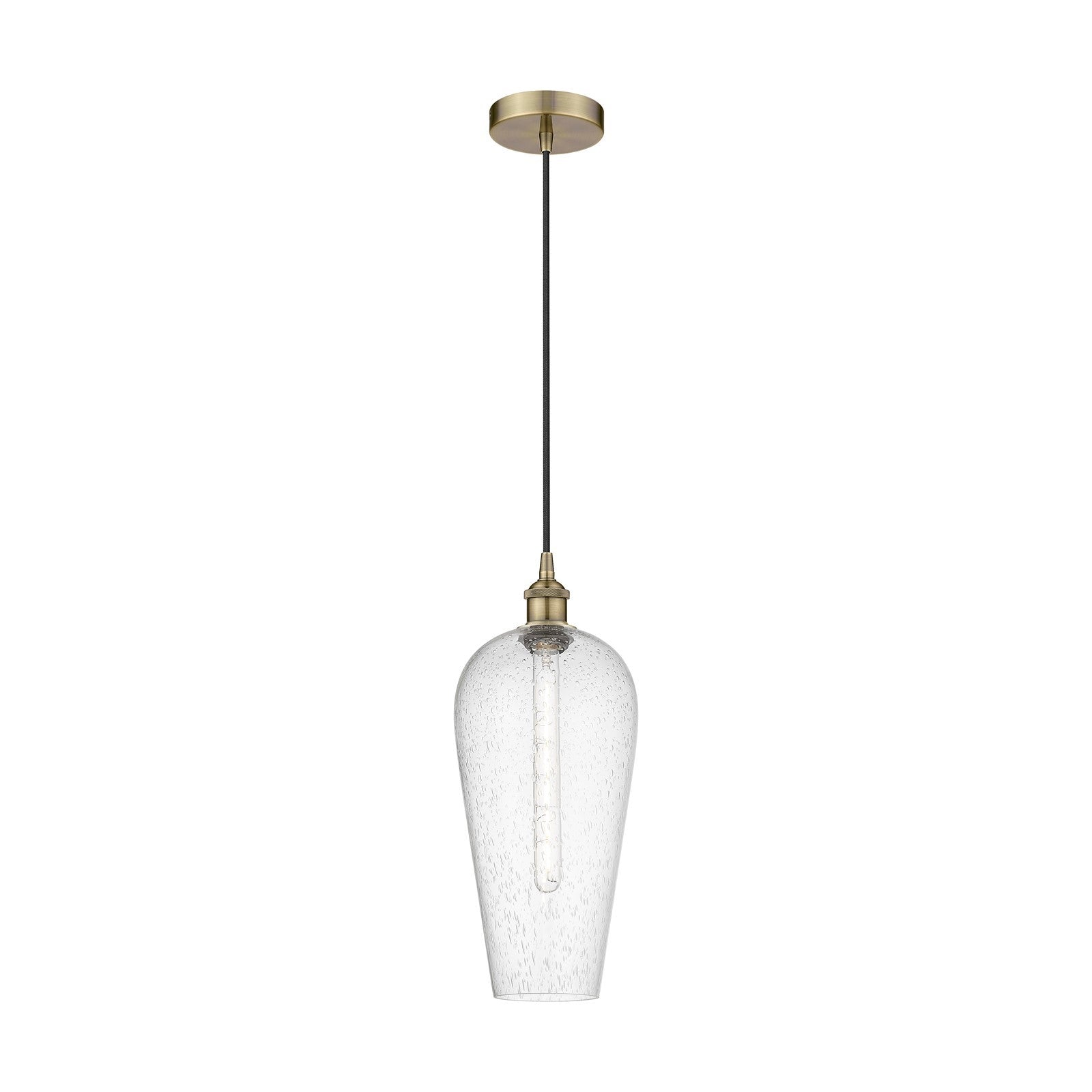 Innovations Chelsea 8in 1-Light Mini Pendant | Industrial Antique Brass Steel and Seedy Glass | Kitchen Island & Dining Room | Model 616-1P-AB-G456-8SDY