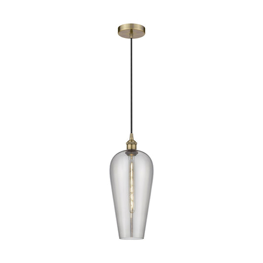 Innovations Chelsea 8in 1-Light Mini Pendant | Industrial Antique Brass and Light Smoke Glass | Kitchen Island & Dining Room | Model 616-1P-AB-G456-8SM