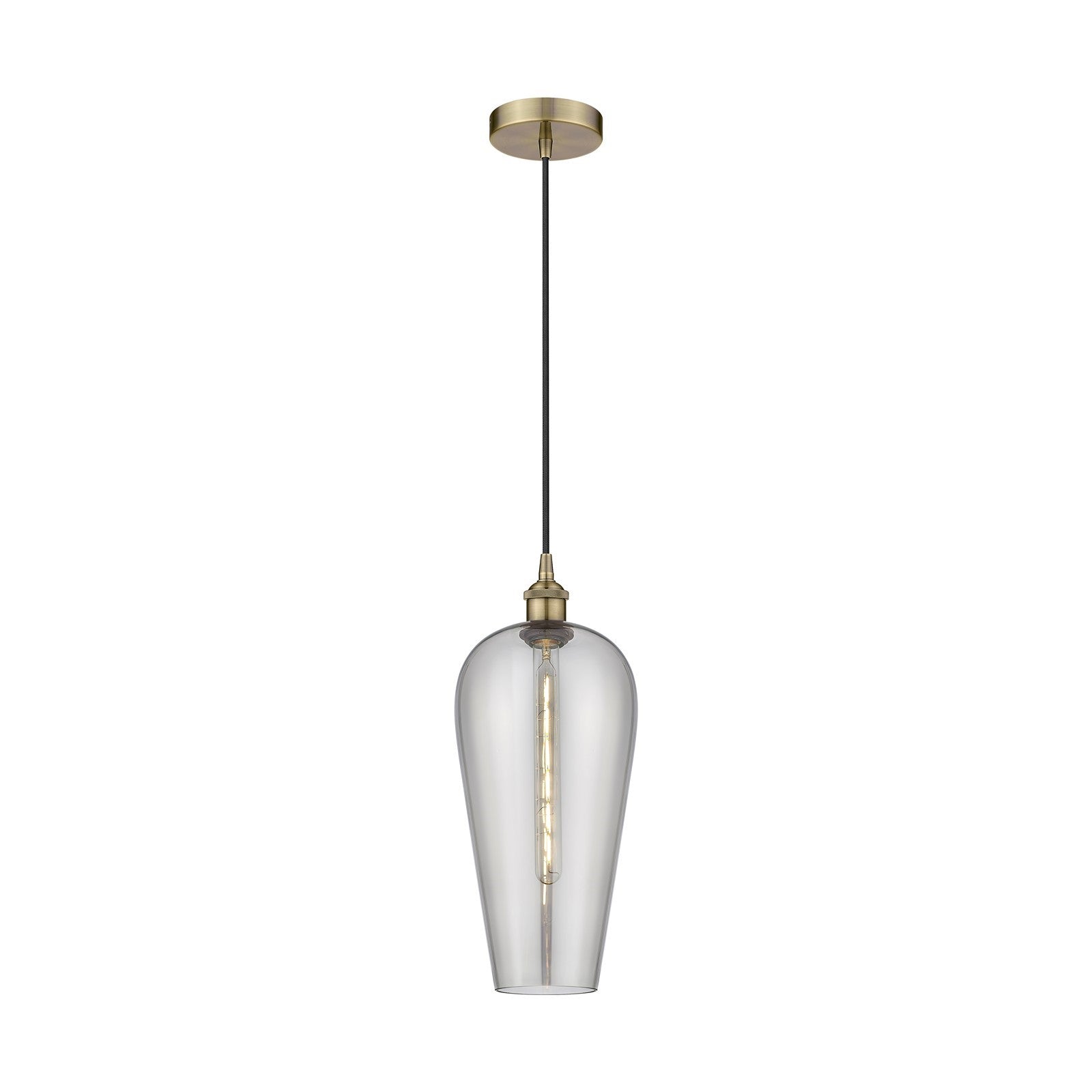 Innovations Chelsea 8in 1-Light Mini Pendant | Industrial Antique Brass and Light Smoke Glass | Kitchen Island & Dining Room | Model 616-1P-AB-G456-8SM