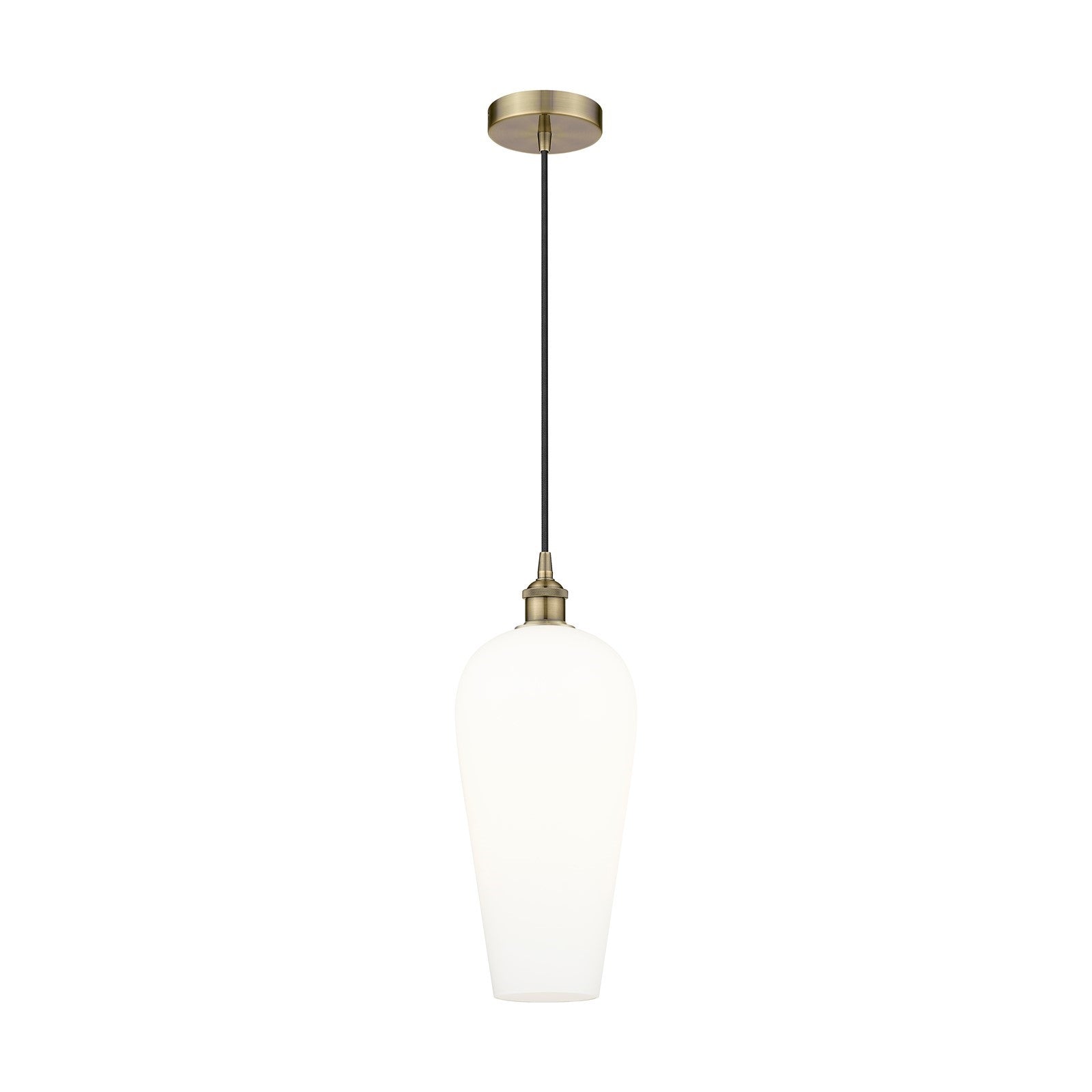 Innovations Chelsea 8in 1-Light Mini Pendant | Industrial Antique Brass Steel and White Glass | Kitchen Island & Dining Room | Model 616-1P-AB-G456-8WH