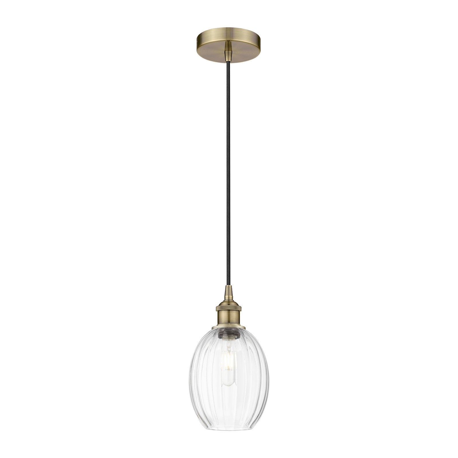 Innovations Preston Bulb 6.25in 1-Light Mini Pendant | Industrial Antique Brass Steel and Clear Glass | Kitchen Island & Dining | Model 616-1P-AB-G459-6CL