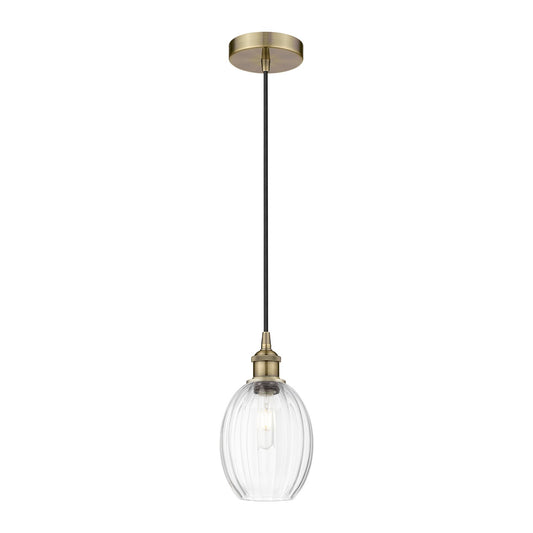 Innovations Preston Bulb 6.25in 1-Light Mini Pendant | Industrial Antique Brass Steel and Clear Glass | Kitchen Island & Dining | Model 616-1P-AB-G459-6CL