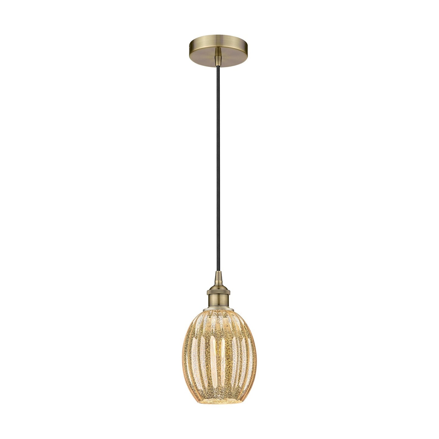 Innovations Preston Bulb 6.25in 1-Light Mini Pendant | Industrial Antique Brass Steel and Mercury Glass | Kitchen Island & | Model 616-1P-AB-G459-6ME