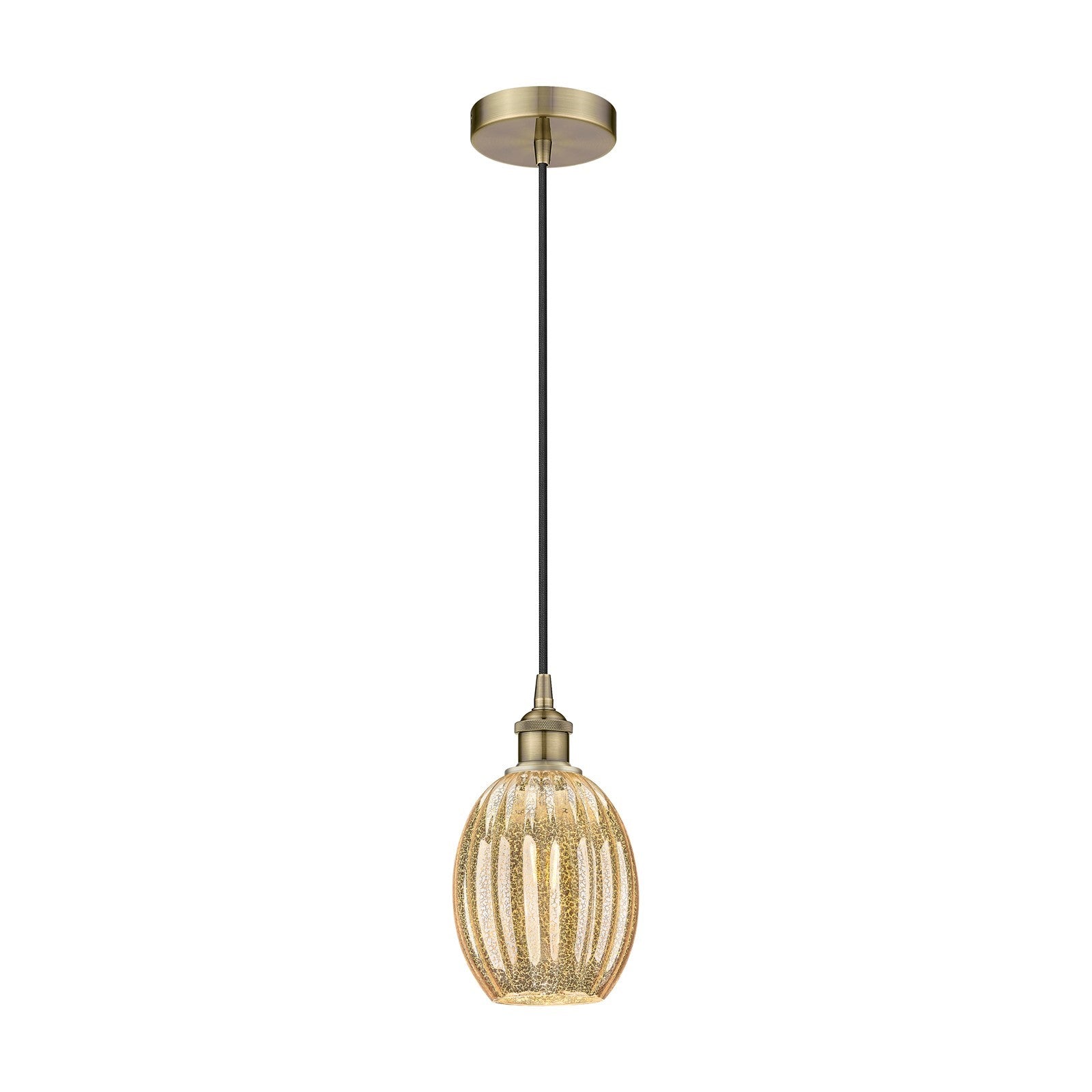 Innovations Preston Bulb 6.25in 1-Light Mini Pendant | Industrial Antique Brass Steel and Mercury Glass | Kitchen Island & | Model 616-1P-AB-G459-6ME