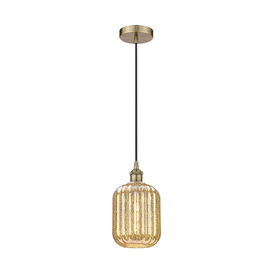 Innovations Preston Cylinder 7in 1-Light Mini Pendant | Industrial Antique Brass and Mercury Glass | Kitchen Island & Dining | Model 616-1P-AB-G460-7ME