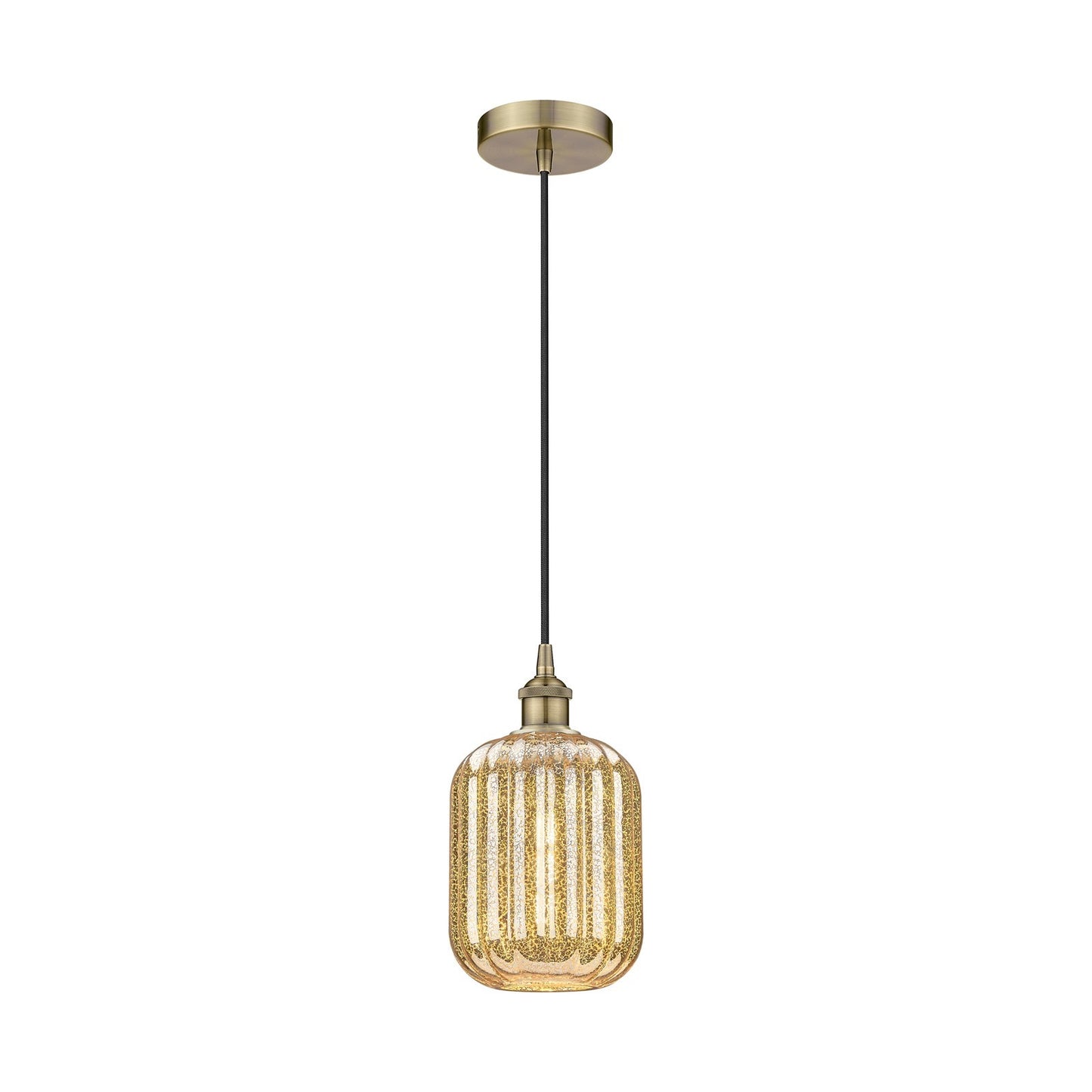 Innovations Preston Cylinder 7in 1-Light Mini Pendant | Industrial Antique Brass and Mercury Glass | Kitchen Island & Dining | Model 616-1P-AB-G460-7ME