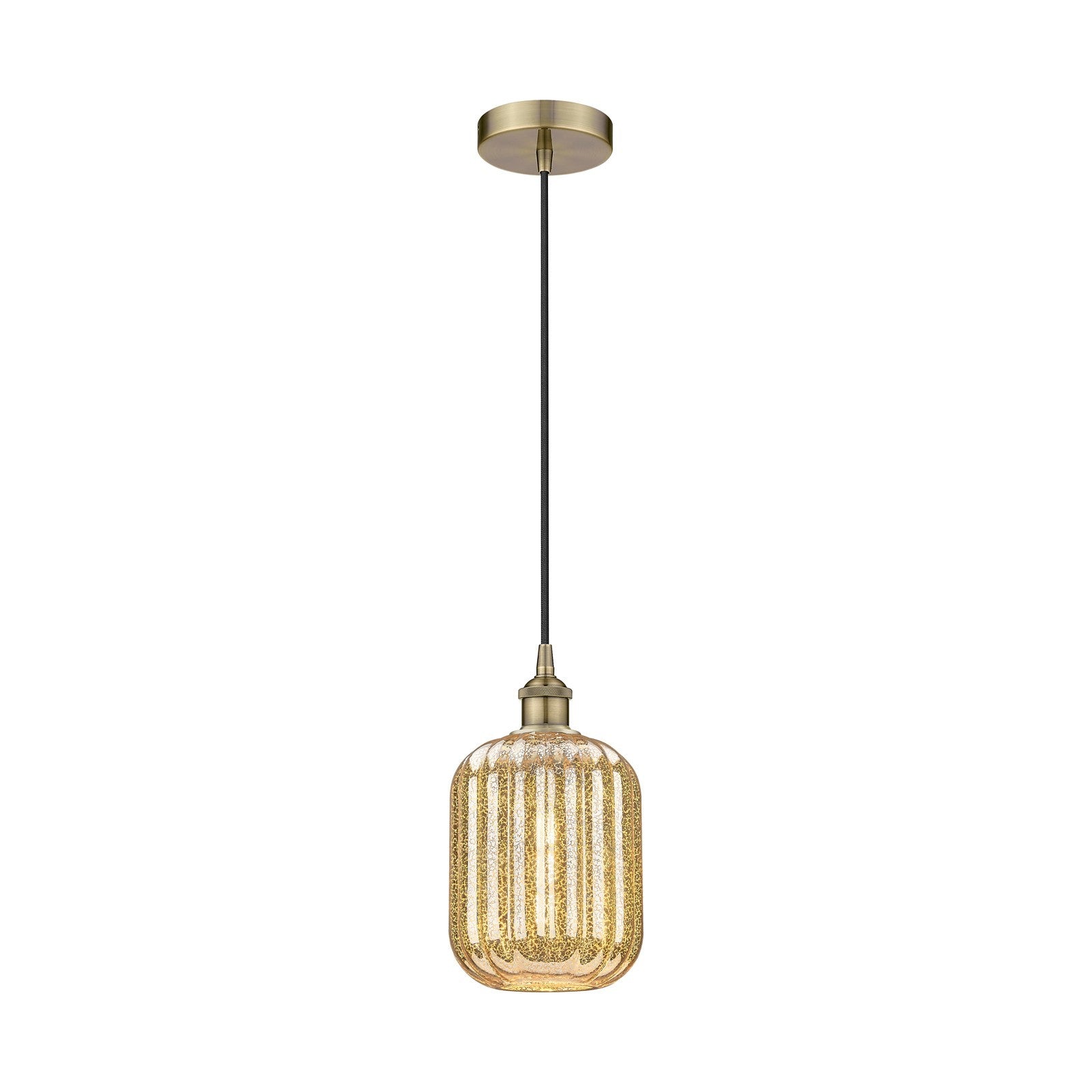 Innovations Preston Cylinder 7in 1-Light Mini Pendant | Industrial Antique Brass and Mercury Glass | Kitchen Island & Dining | Model 616-1P-AB-G460-7ME