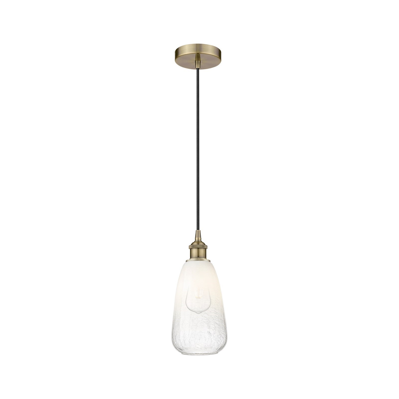 Innovations Brookhaven Almond 6in 1-Light Mini Pendant | Industrial Antique Brass Steel and Opal Glass | Kitchen Island & | Model 616-1P-AB-G480-6OP