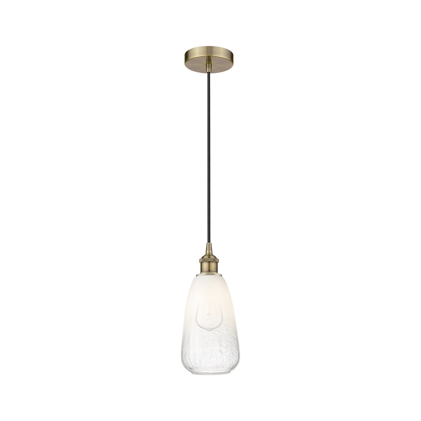 Innovations Brookhaven Almond 6in 1-Light Mini Pendant | Industrial Antique Brass Steel and Opal Glass | Kitchen Island & | Model 616-1P-AB-G480-6OP