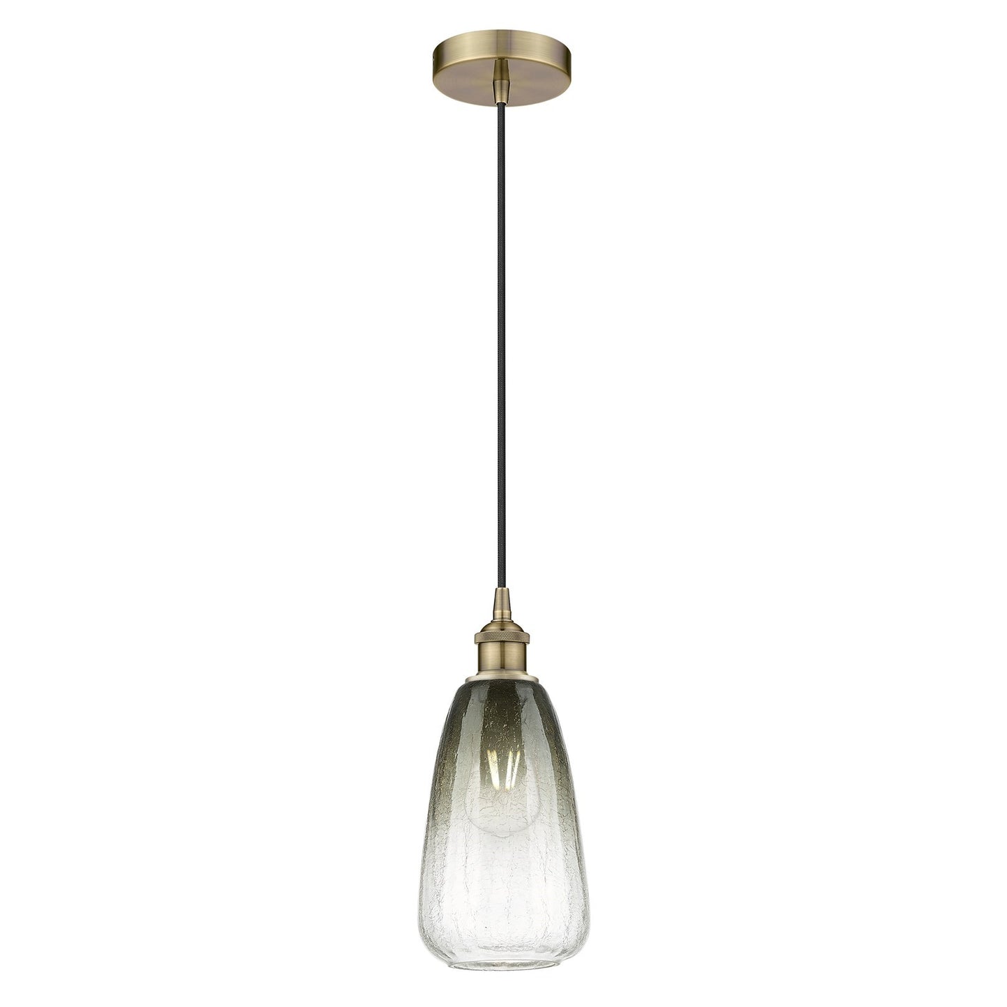 Innovations Brookhaven Almond 6in 1-Light Mini Pendant | Industrial Antique Brass Steel and Slate Glass | Kitchen Island & | Model 616-1P-AB-G480-6SL