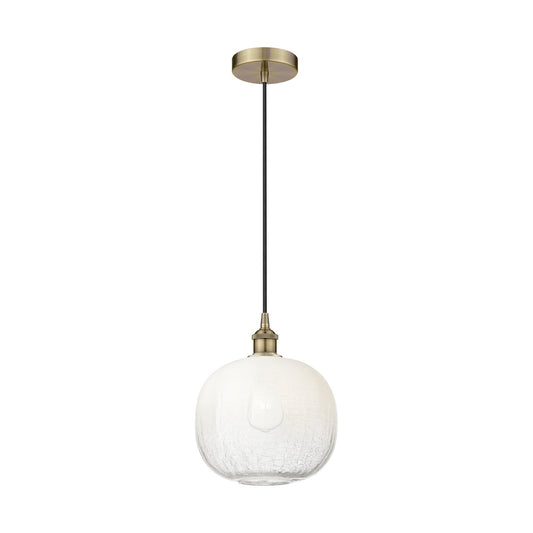 Innovations Brookhaven Sphere 11in 1-Light Mini Pendant | Industrial Antique Brass and Opal Glass | Kitchen Island & Dining | Model 616-1P-AB-G481-10OP