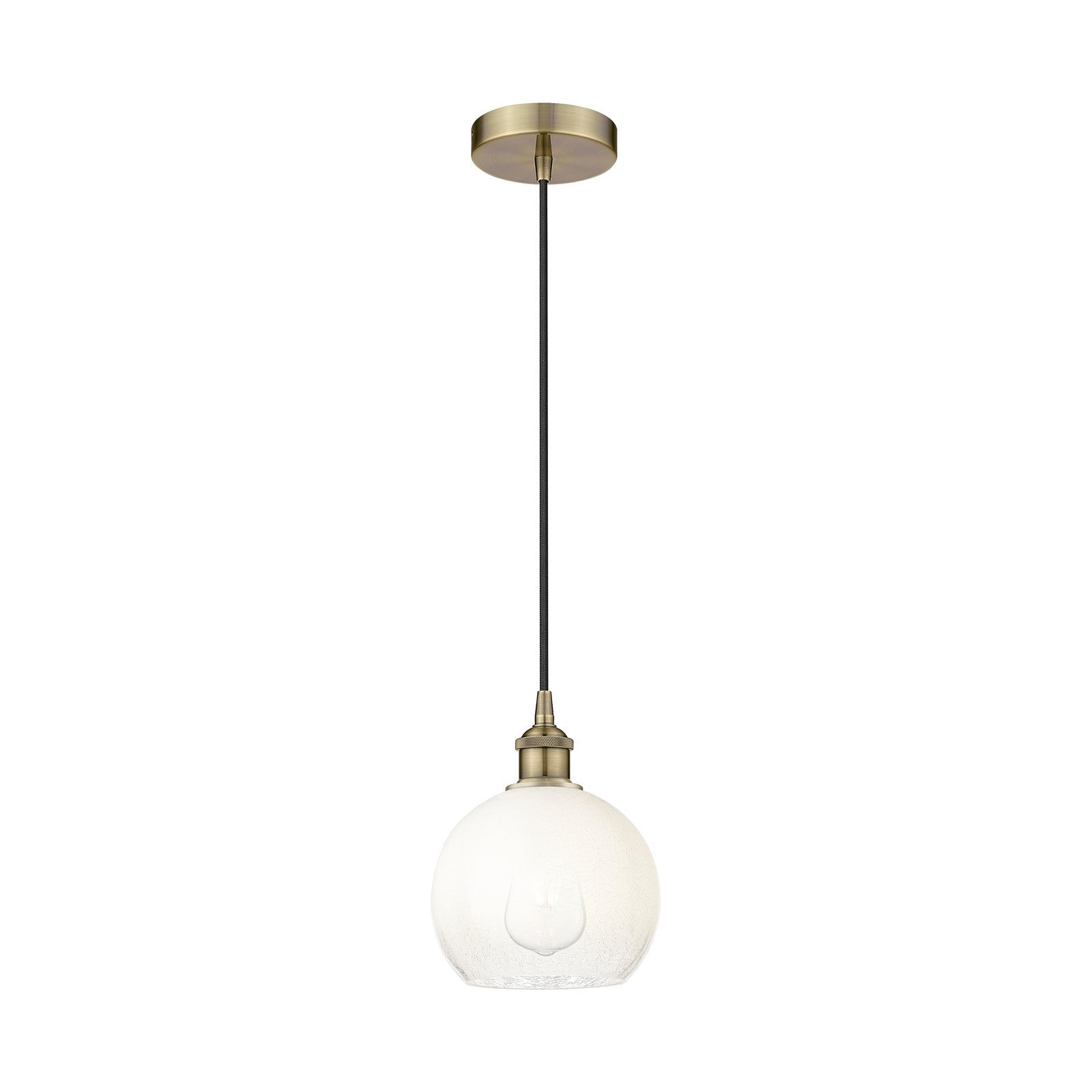 Innovations Brookhaven Globe 8in 1-Light Mini Pendant | Industrial Antique Brass Steel and Opal Glass | Kitchen Island & Dining | Model 616-1P-AB-G483-8OP