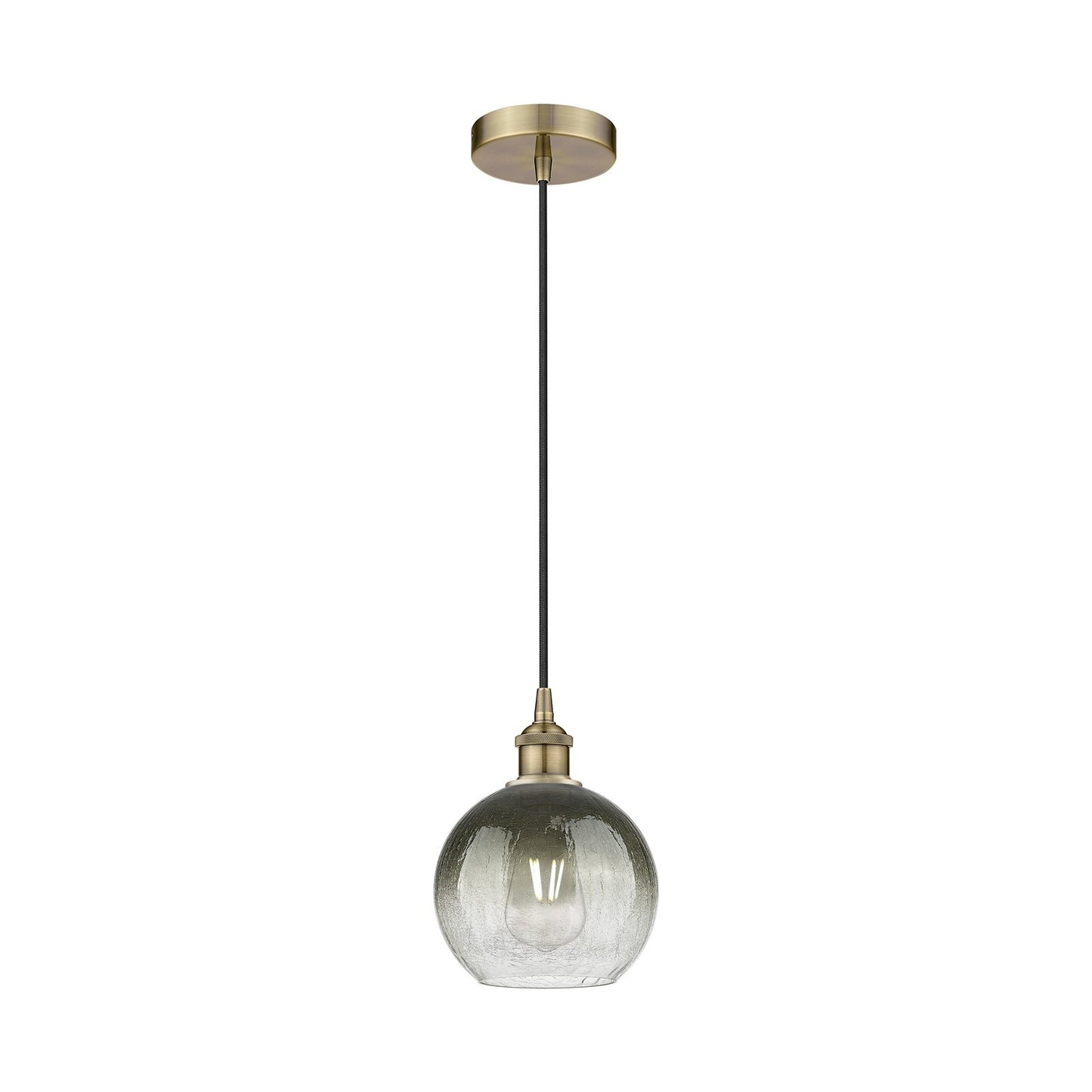 Innovations Brookhaven Globe 8in 1-Light Mini Pendant | Industrial Antique Brass and Slate Glass | Kitchen Island & Dining Room | Model 616-1P-AB-G483-8SL