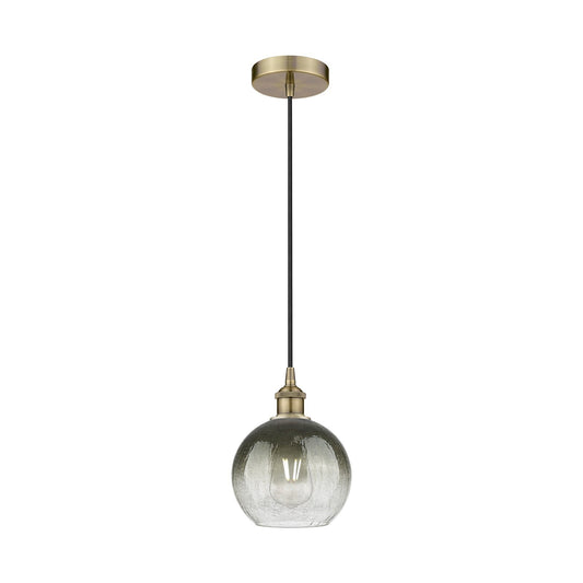 Innovations Brookhaven Globe 8in 1-Light Mini Pendant | Industrial Antique Brass and Slate Glass | Kitchen Island & Dining Room | Model 616-1P-AB-G483-8SL