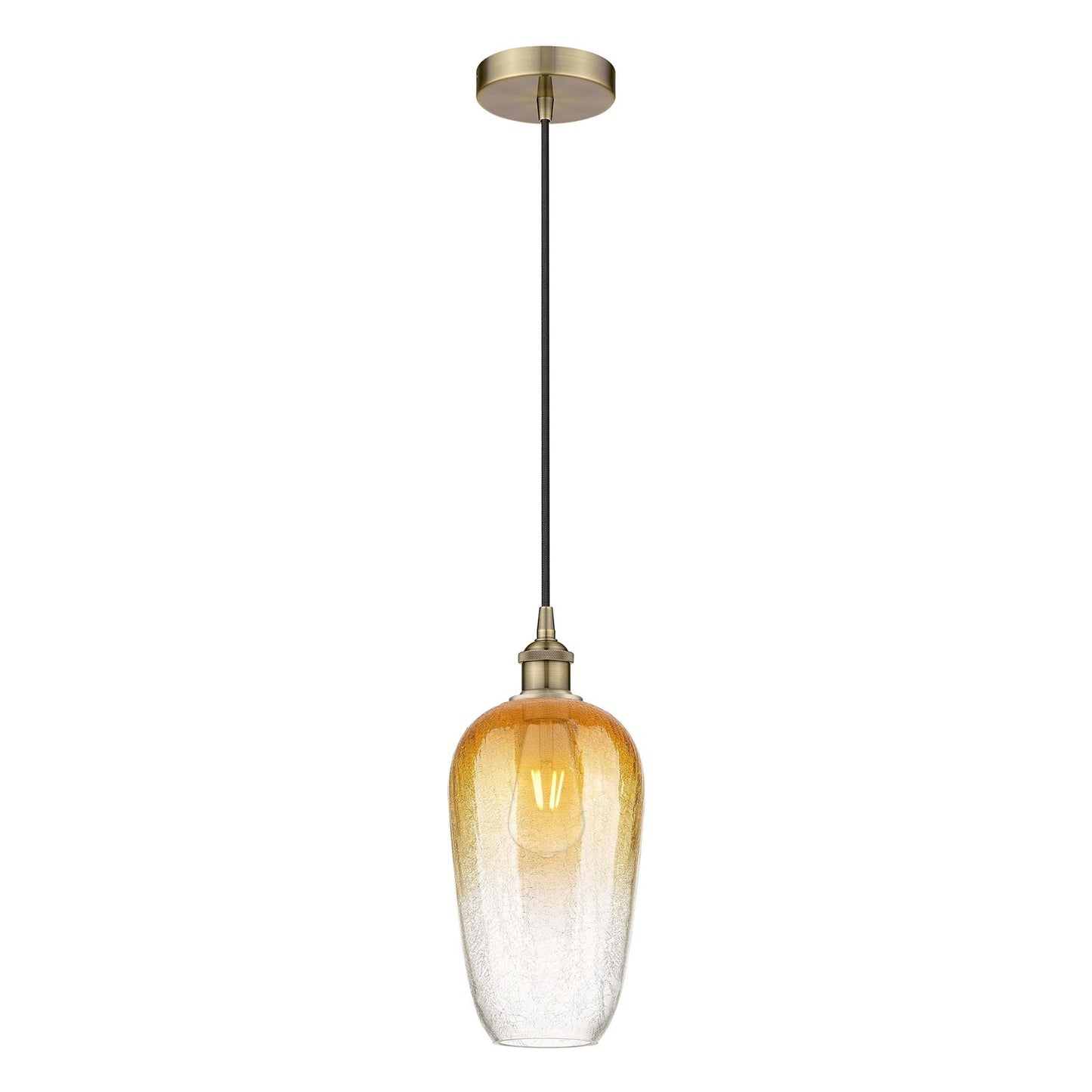 Innovations Brookhaven Flute 7in 1-Light Mini Pendant | Industrial Antique Brass Steel and Amber Glass | Kitchen Island & | Model 616-1P-AB-G484-7AM