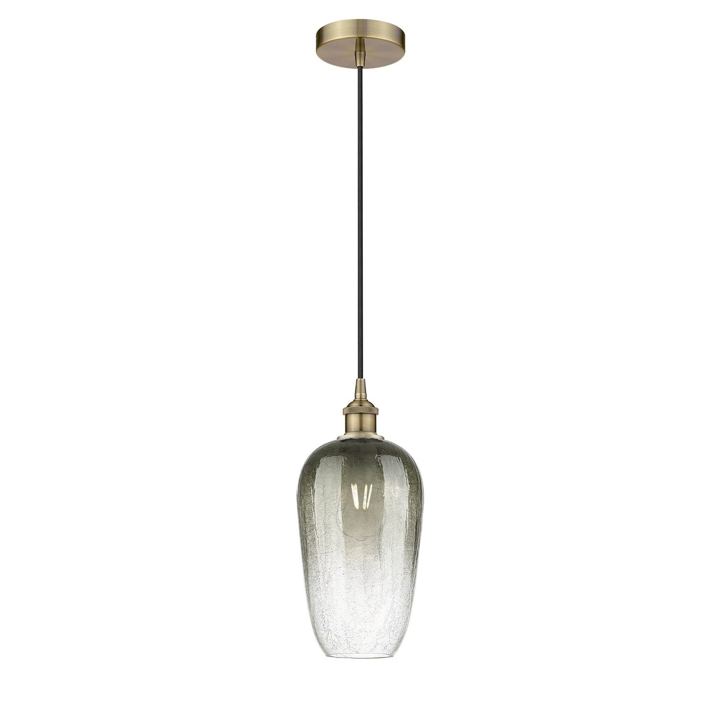 Innovations Brookhaven Flute 7in 1-Light Mini Pendant | Industrial Antique Brass Steel and Slate Glass | Kitchen Island & | Model 616-1P-AB-G484-7SL