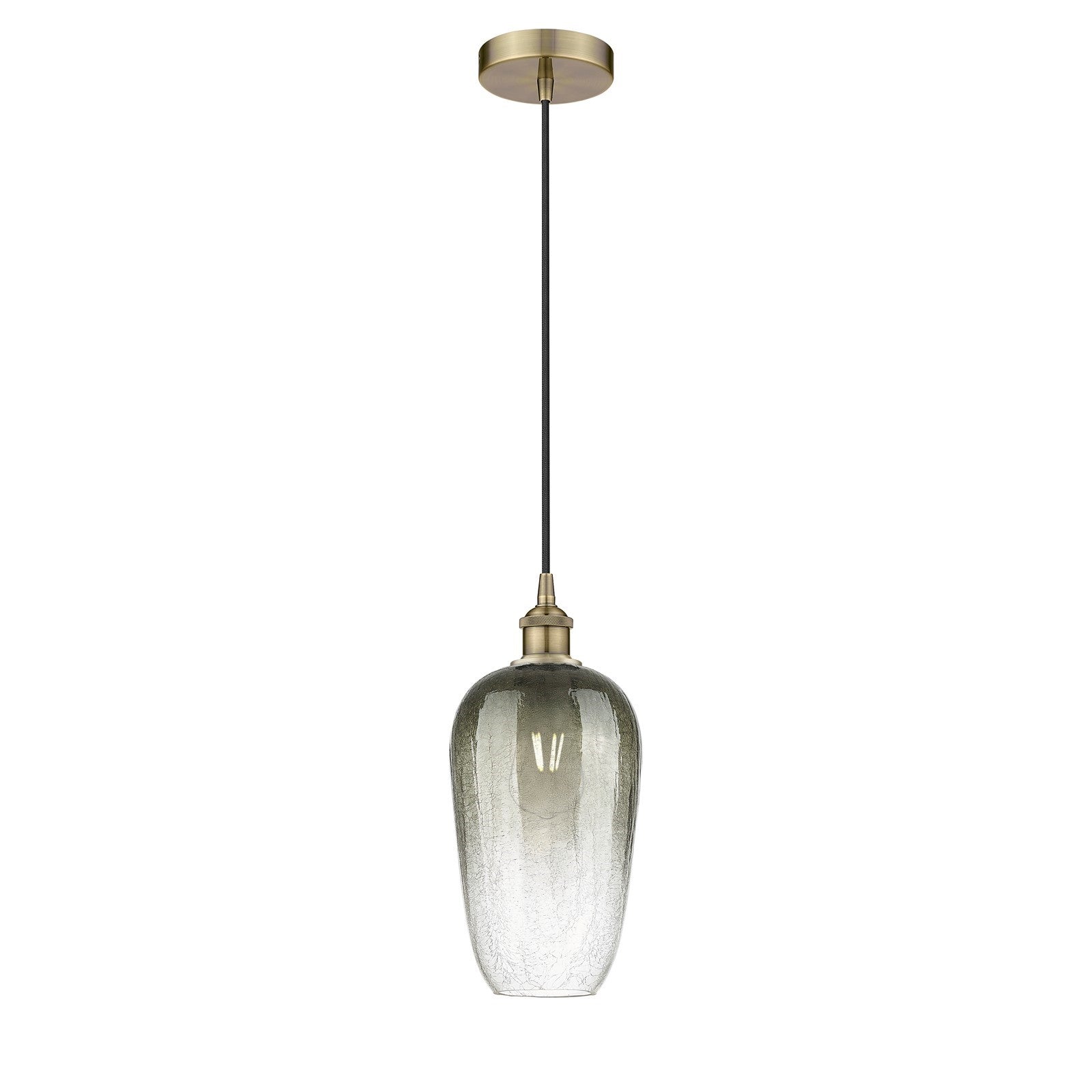 Innovations Brookhaven Flute 7in 1-Light Mini Pendant | Industrial Antique Brass Steel and Slate Glass | Kitchen Island & | Model 616-1P-AB-G484-7SL
