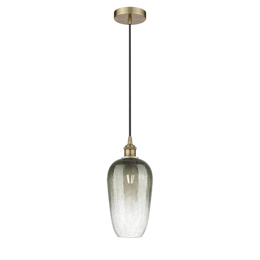 Innovations Brookhaven Flute 7in 1-Light Mini Pendant | Industrial Antique Brass Steel and Slate Glass | Kitchen Island & | Model 616-1P-AB-G484-7SL