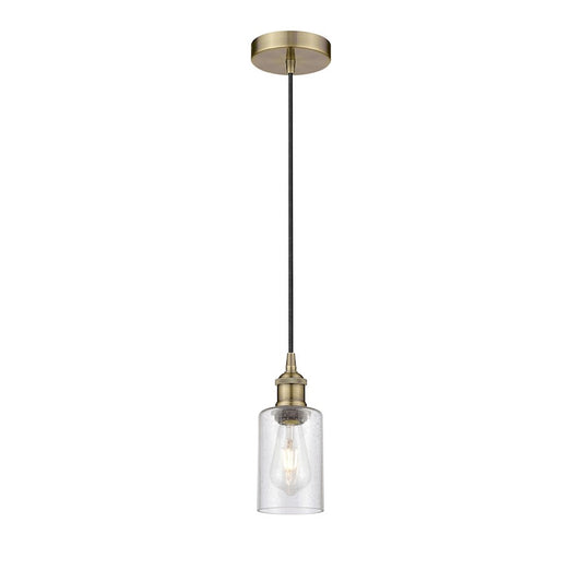 Innovations Clymer 1Lt 4" Cord Hung Mini Pendant, Brass/Seedy