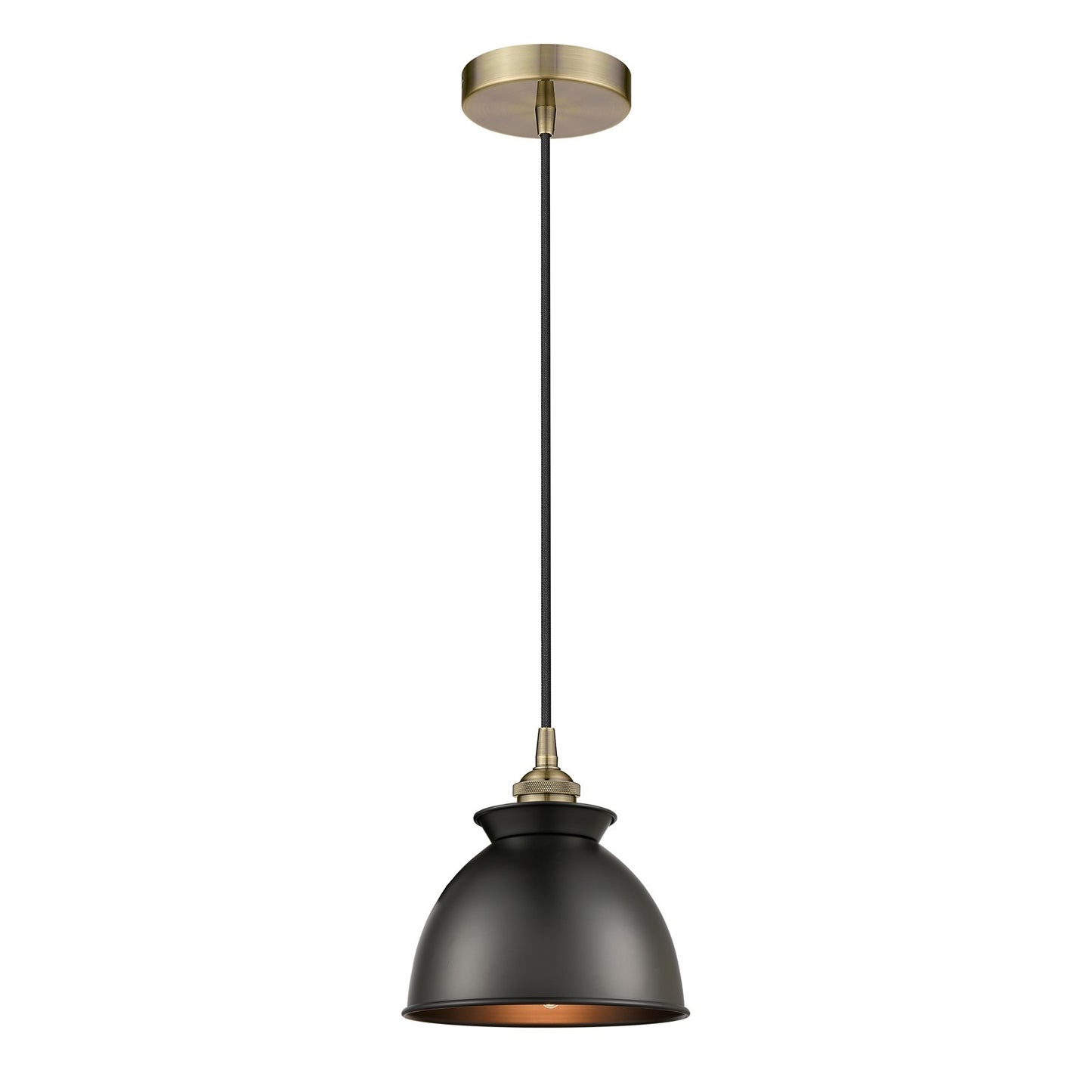 Innovations Adirondack 8.25in 1-Light Mini Pendant | Industrial Antique Brass and Matte Black Metal | Kitchen Island | 8.25 x | Model 616-1P-AB-M14-BK